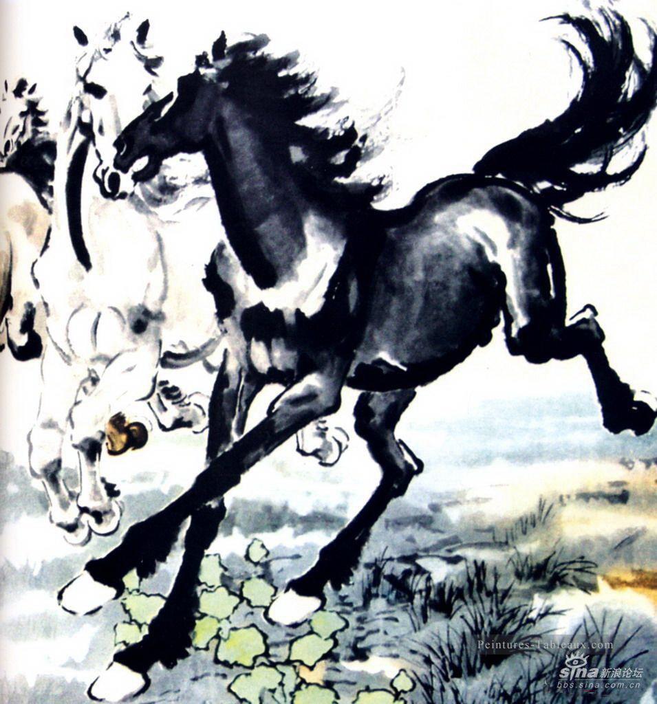 XU Beihong chevaux vieille Chine à l’encre Peintures à l'huile